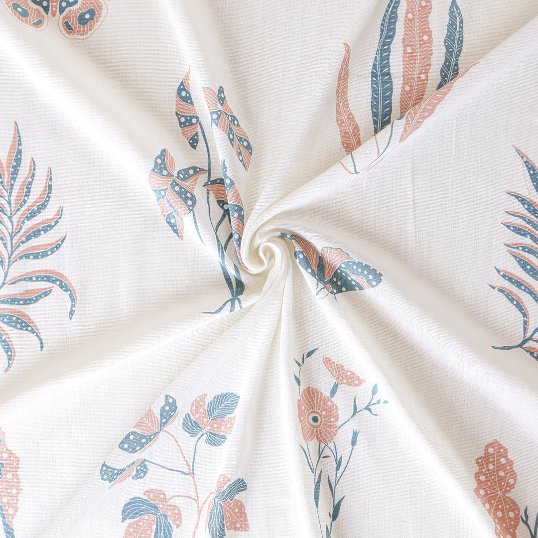 White Lunaria Garden Rod Pocket Printed Sheer Curtain