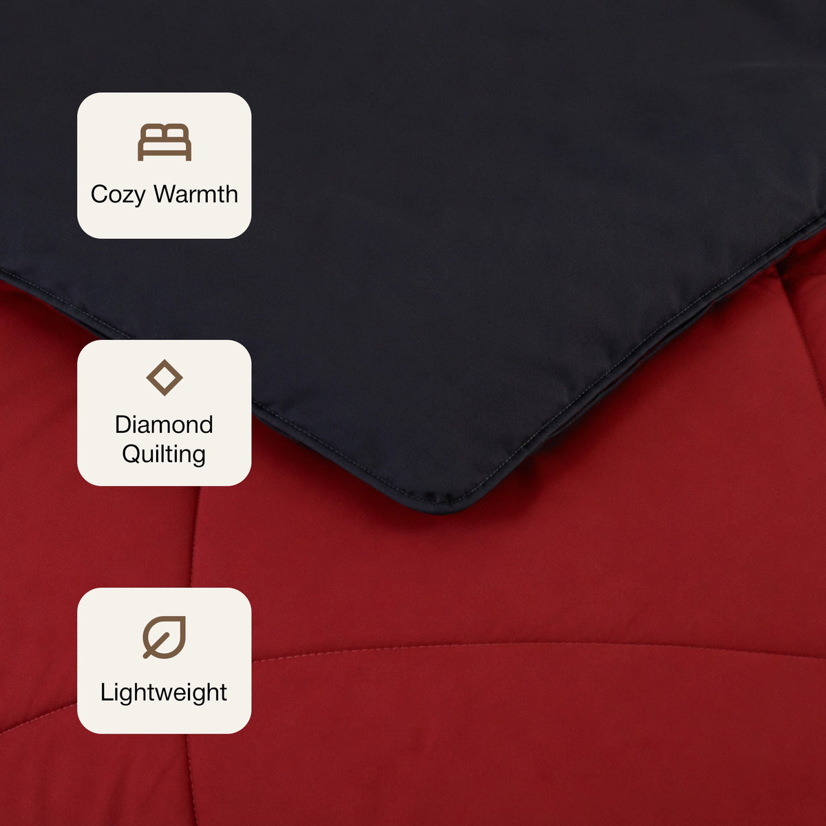Fort - Reversible Duvet Comforter (Black & Maroon)