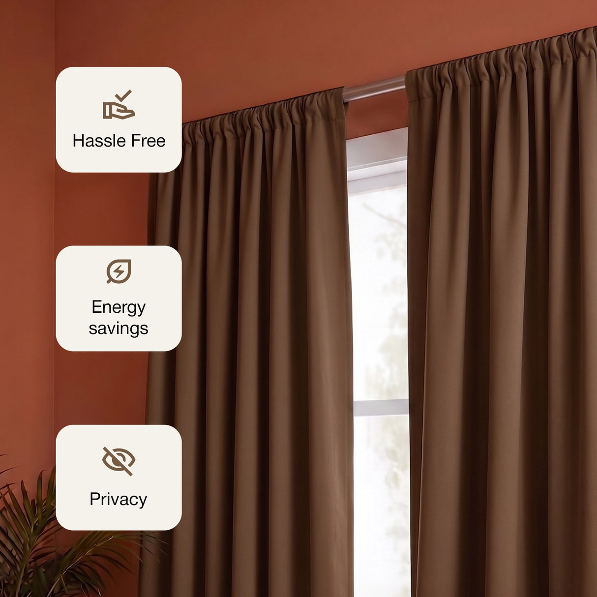 Fort Essential - Rod Pocket Blackout Curtain (Dark Brown)