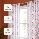 Pink Floral Petal Stripe Rod Pocket Printed duck Curtain