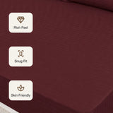 Breton Drift - Satin Stripes Fitted Bedsheet (Maroon)