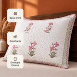 Floral Pink Quilted Pillow Covers