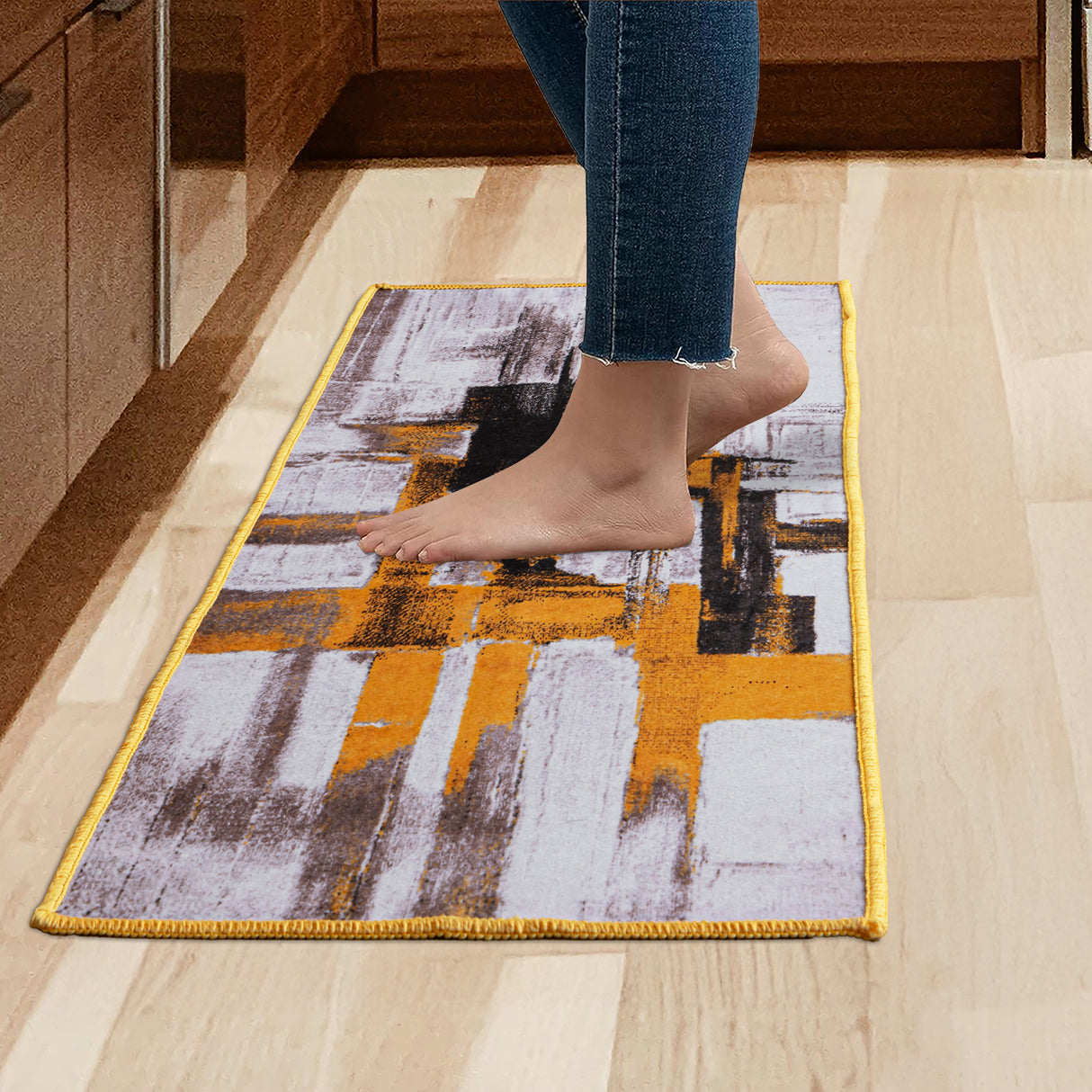 Imprimer Scribble - Digitally Printed Felt Runner Rug (Multicolor)