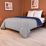 Fort - Box Stitch Duvet Comforter (Dark Blue & Light Grey)