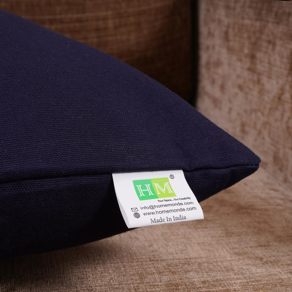 Cotton Solid Cushion Cover (Blue)