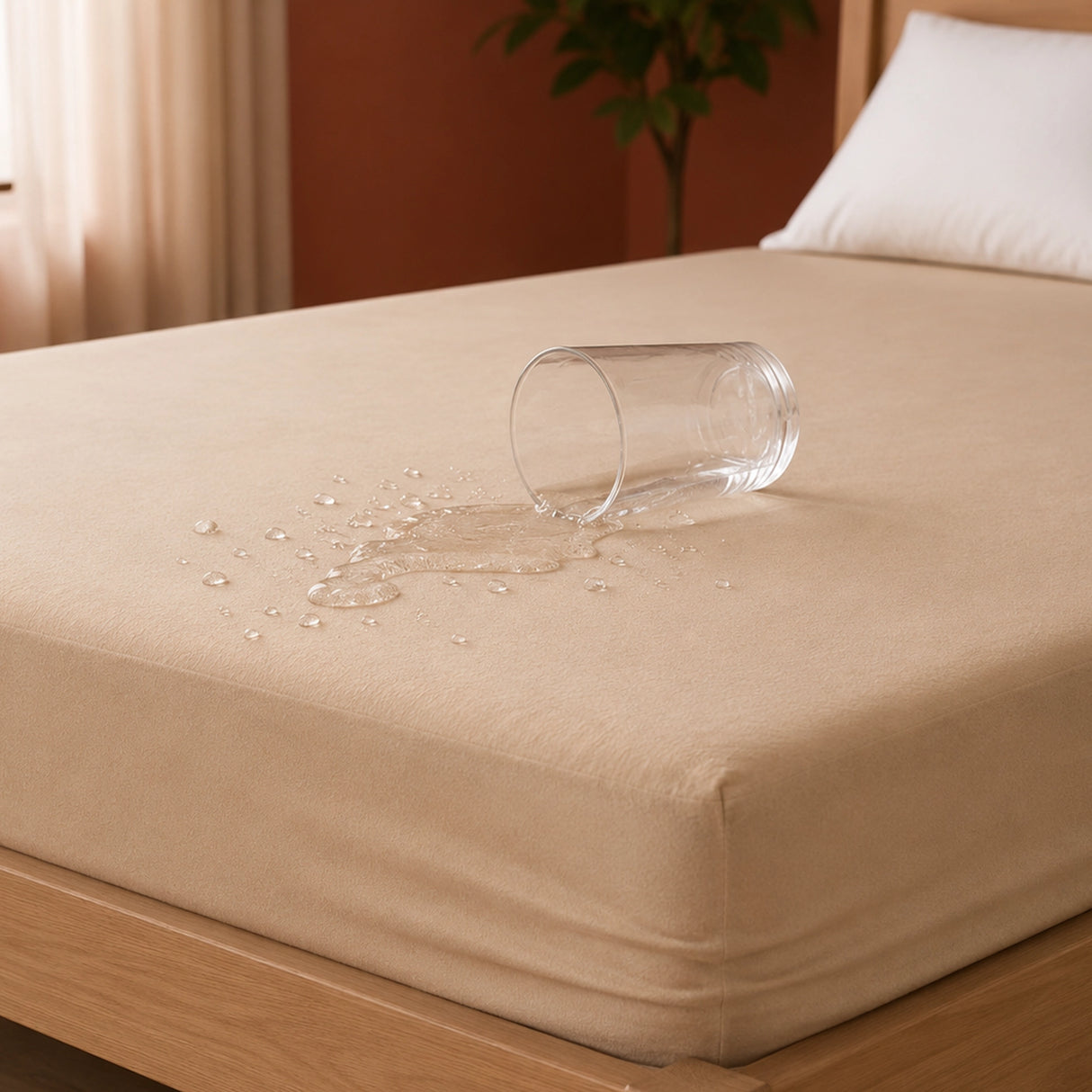 Fort - Terry Solid Mattress Protector (Beige)