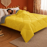 Fort - Box Stitch Duvet Comforter (Mango Yellow & Dark Grey)