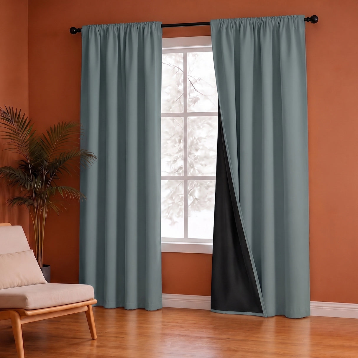 Fort Essential Abstract - Rod Pocket Black Backing Blackout Curtain (Grey)