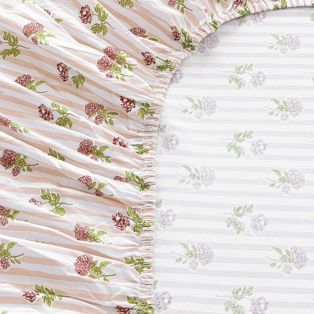 Soft Serenade - Floral Fitted Sheet (Peach)