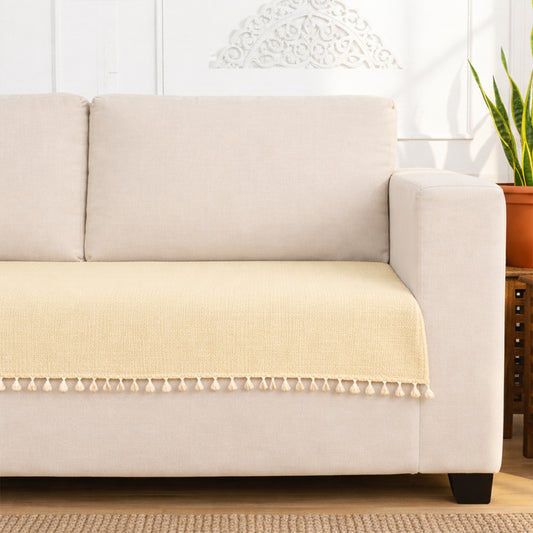 Chenille Solid Beige Sofa CoverChenille Solid Beige Sofa Cover