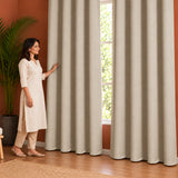 Opaline Off White Embossed Blackout Curtain (Rodpocket)