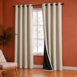 Fort Essential Embossed - Eyelet Black Backing Blackout Curtain (Off White)