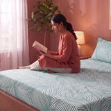 Mint Green Feather - Fitted Sheet (Mint Green & White)
