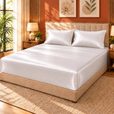 Premium Poly Satin Fitted Bedsheet – Soft, Smooth & Snug Fit, Champagne