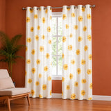 Yellow Sunflower Printed Eyelet Duck Curtain