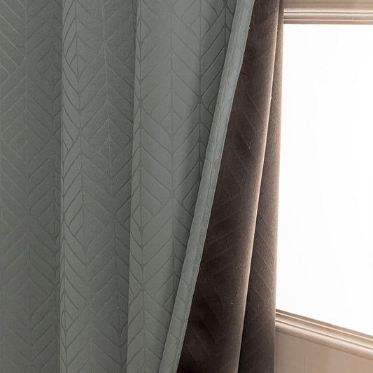 Fort Essential Embossed - Eyelet Black Backing Blackout Curtain (Grey)Fort Essential Embossed - Eyelet Black Backing Blackout Curtain (Grey)