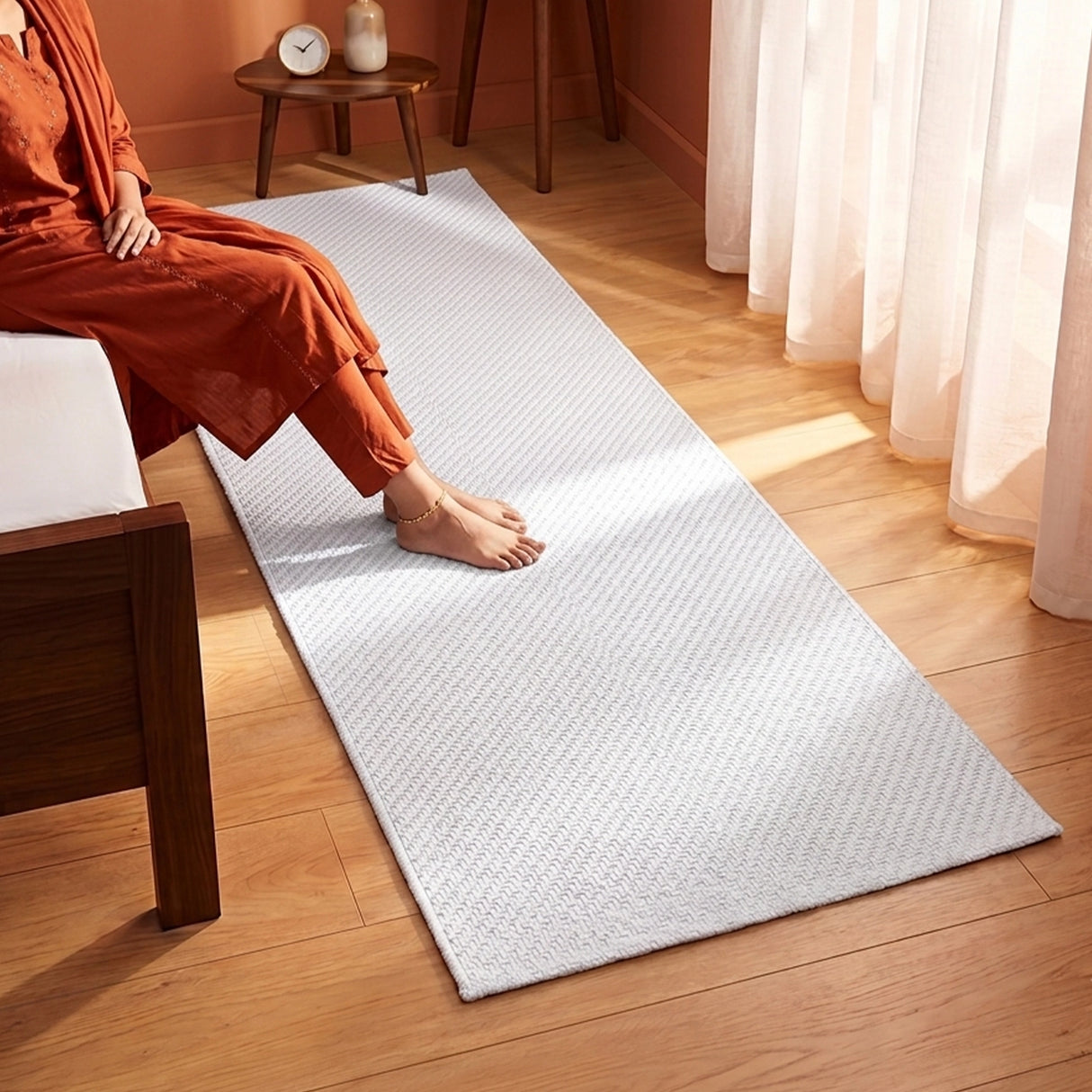 Tessitura Chromatic - Herringbone Cotton Rug (White)