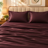 Premium Poly Satin Bedsheet – Soft, Smooth & Silky, Burgundy