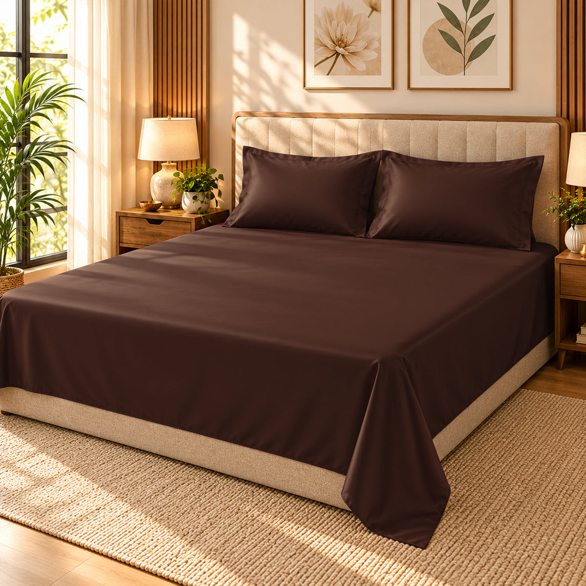 Premium Poly Satin Bedsheet – Soft, Smooth & Silky, Chocolate Brown