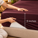 Premium Poly Satin Fitted Bedsheet – Soft, Smooth & Snug Fit, Burgundy