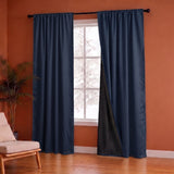 Fort Essential Embossed - Rod Pocket Black Backing Blackout Curtain (Navy Blue)