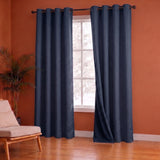Fort Essential Embossed - Eyelet Black Backing Blackout Curtain (Navy Blue)