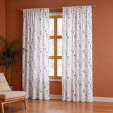 Blue & Purple Floral Flaux Rod Pocket Duck Curtain