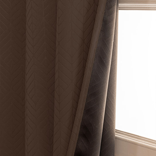 Fort Essential Embossed - Eyelet Black Backing Blackout Curtain (Brown)Fort Essential Embossed - Eyelet Black Backing Blackout Curtain (Brown)