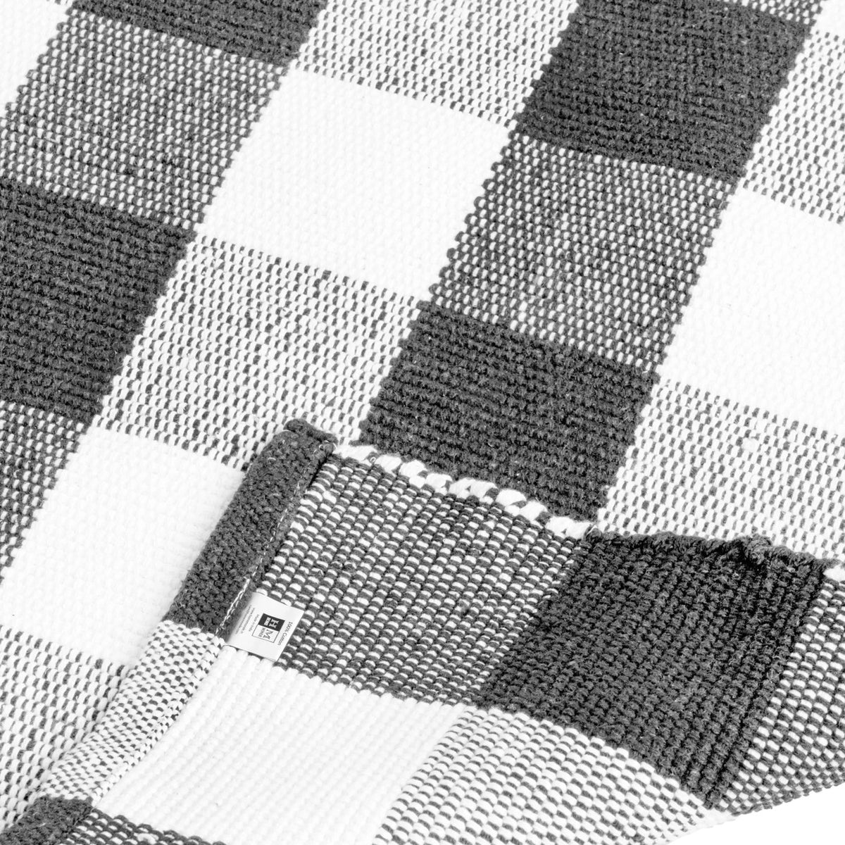 Breton Shadowplay - Plaid Rug (Grey & White)