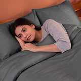 Breton Mellow - Satin Stripe Duvet Cover (Grey)