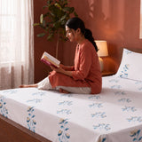 Wild Grace Flower - Floral Fitted Sheet (Turquoise & Blue)