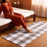 Breton Shadowplay - Plaid Rug (Grey & White)