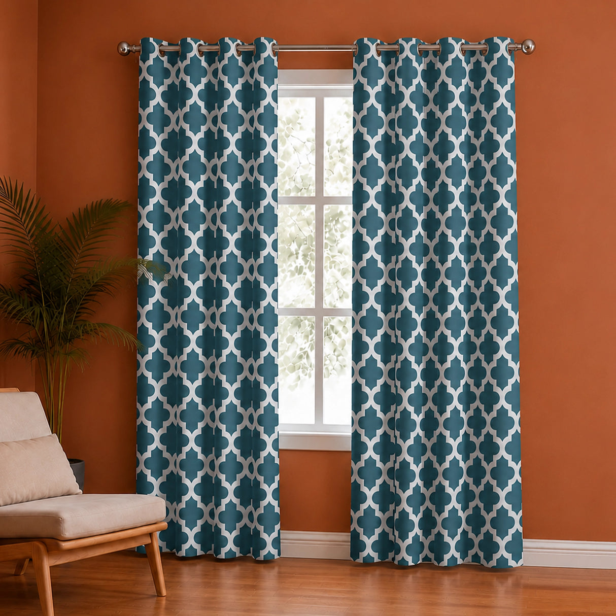 Imprimer Quatrefoil Printed Semi Blackout Curtain