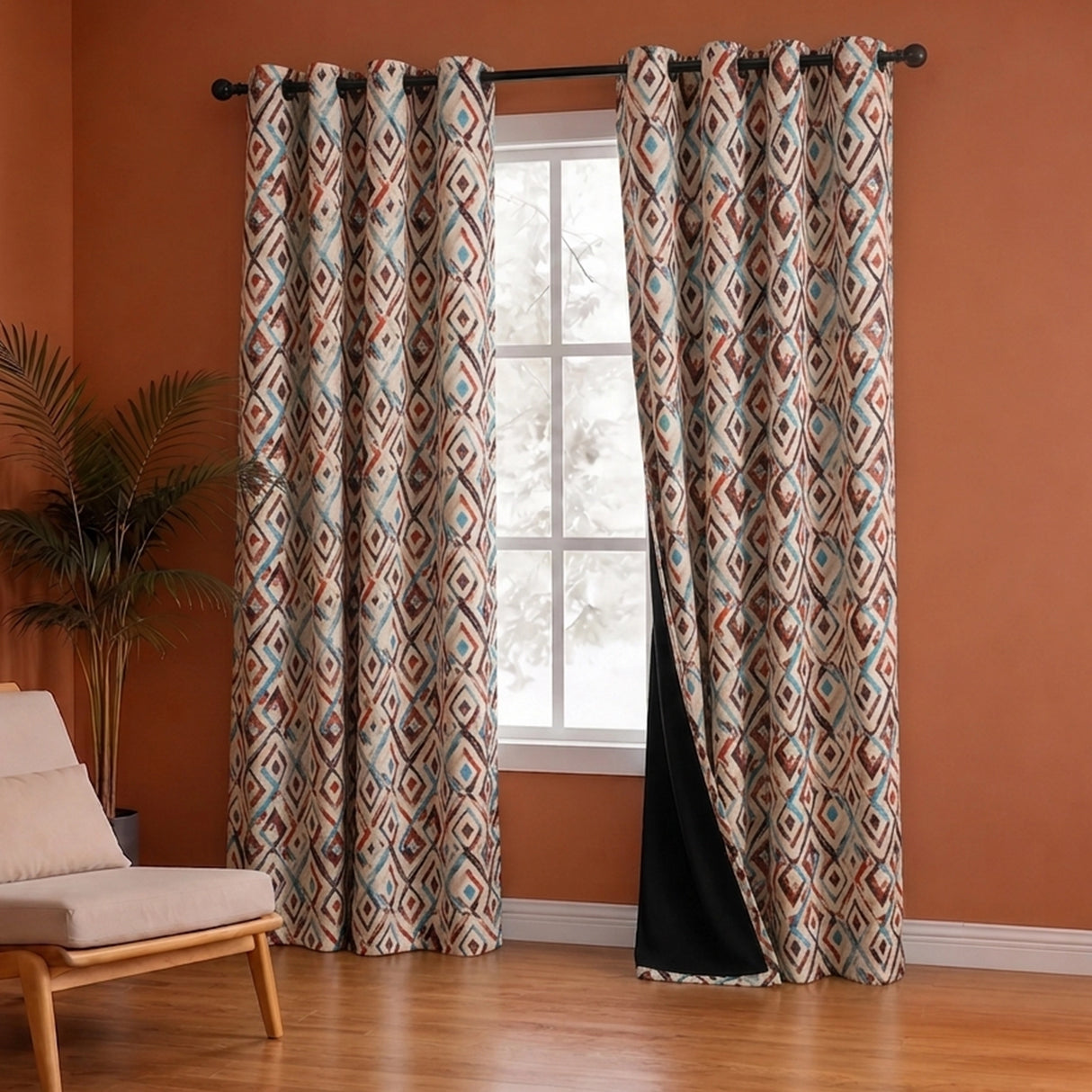 Imprimer Geometric - Digital Printed Blackout Curtain (Multicolor)