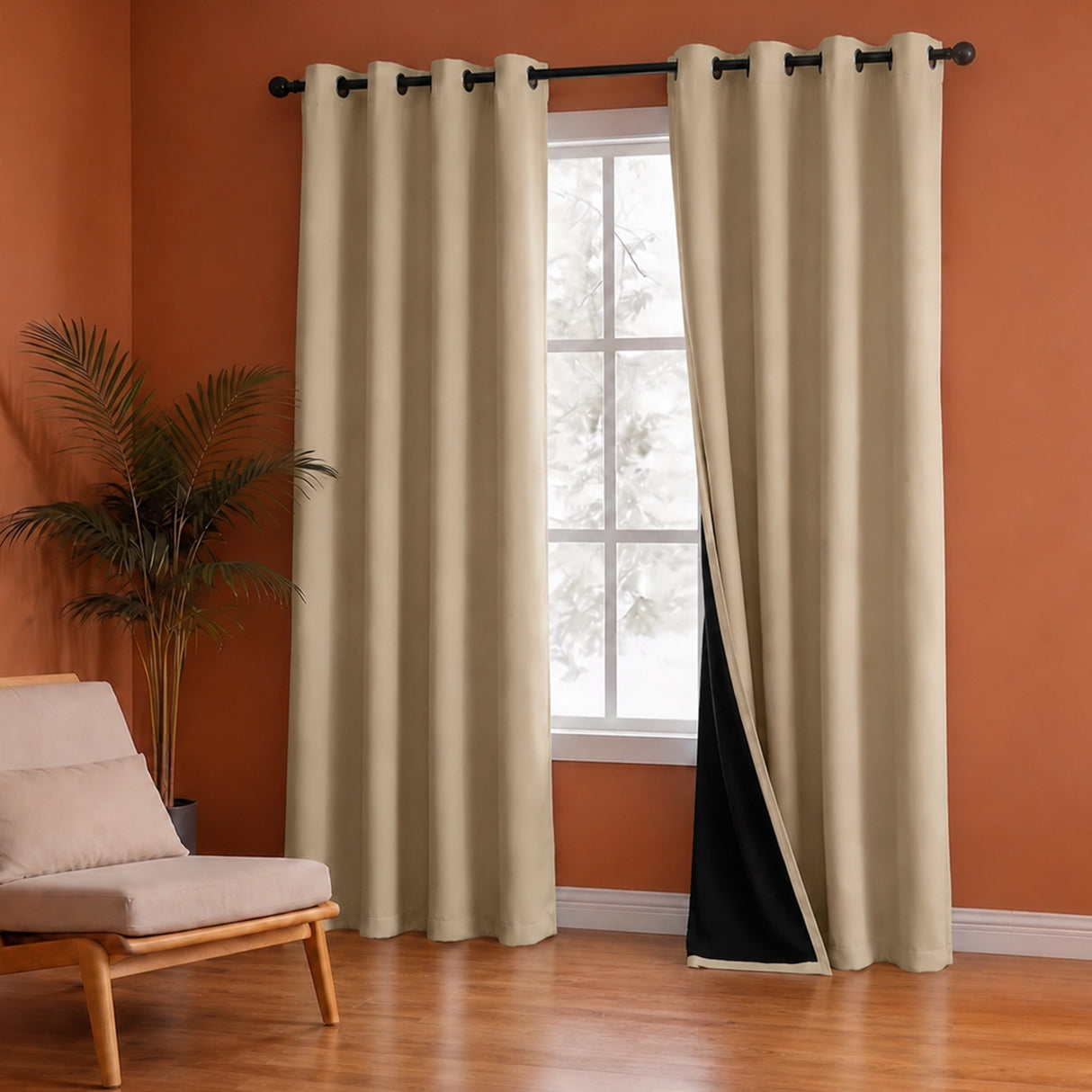 Fort Essential - Black Backing Blackout Curtain (Dutch White)