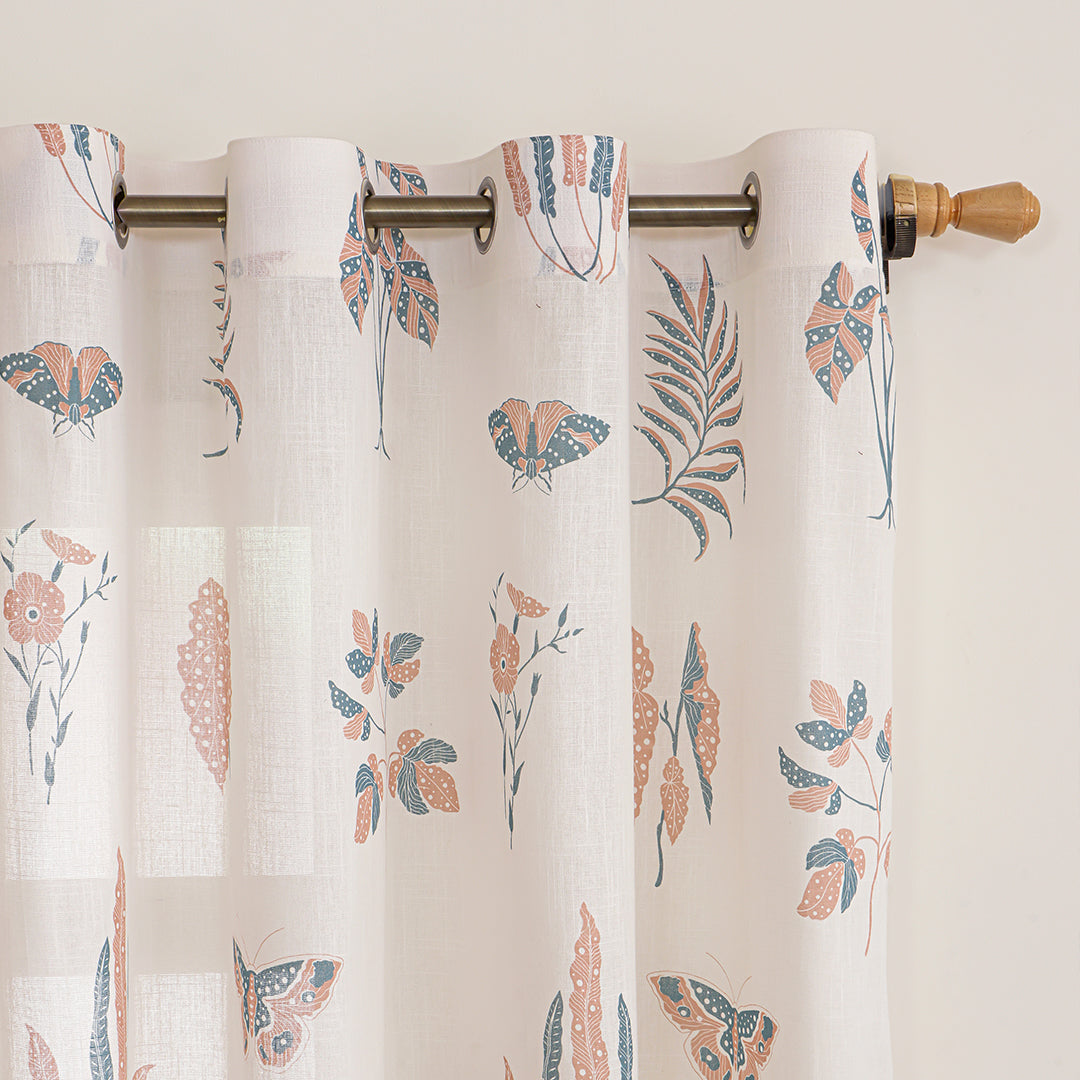 White Lunaria Garden Eyelet Duck Curtain