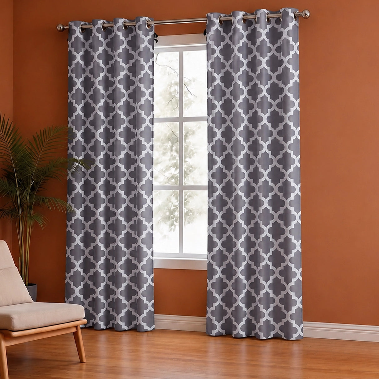 Imprimer Quatrefoil Printed Semi Blackout Curtain