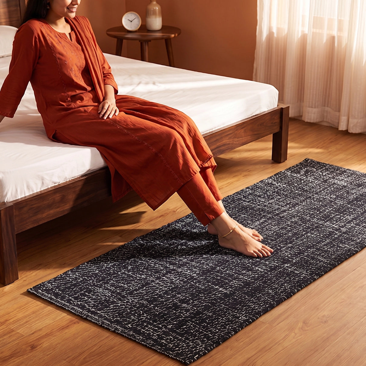 Tessitura Chromatic - Herringbone Cotton Rug (Black)