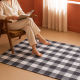 Breton Shadowplay - Plaid Rug (Grey & White)