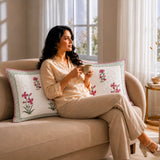 Ombre Orchid - Hand Block Print Quilted Cushion Cover (Pink)