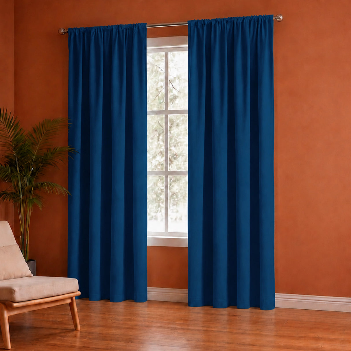 Fort Royal - Rod Pocket Velvet Curtain (Blue)