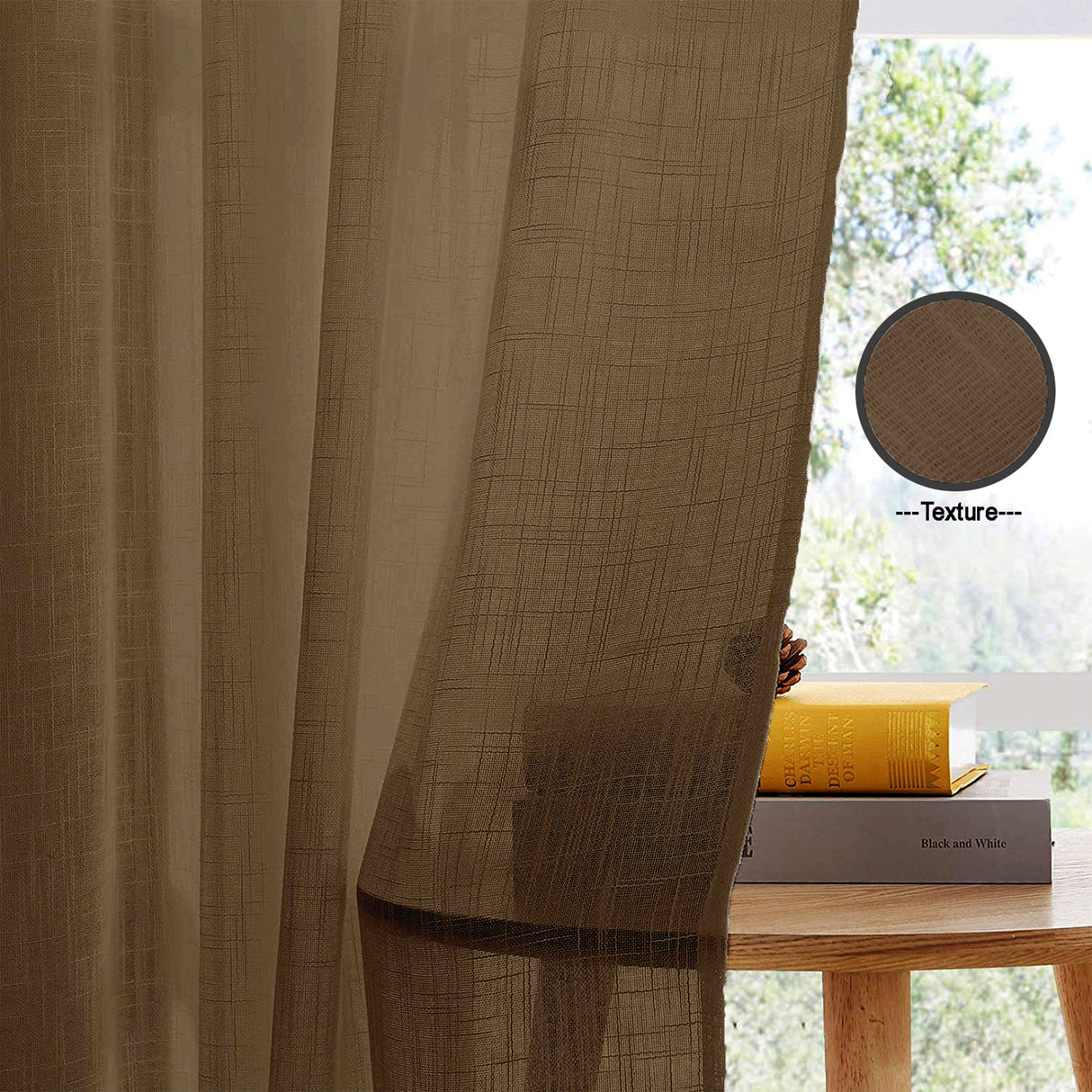 Fort Absolute - Dark Brown Loop Sheer Curtain