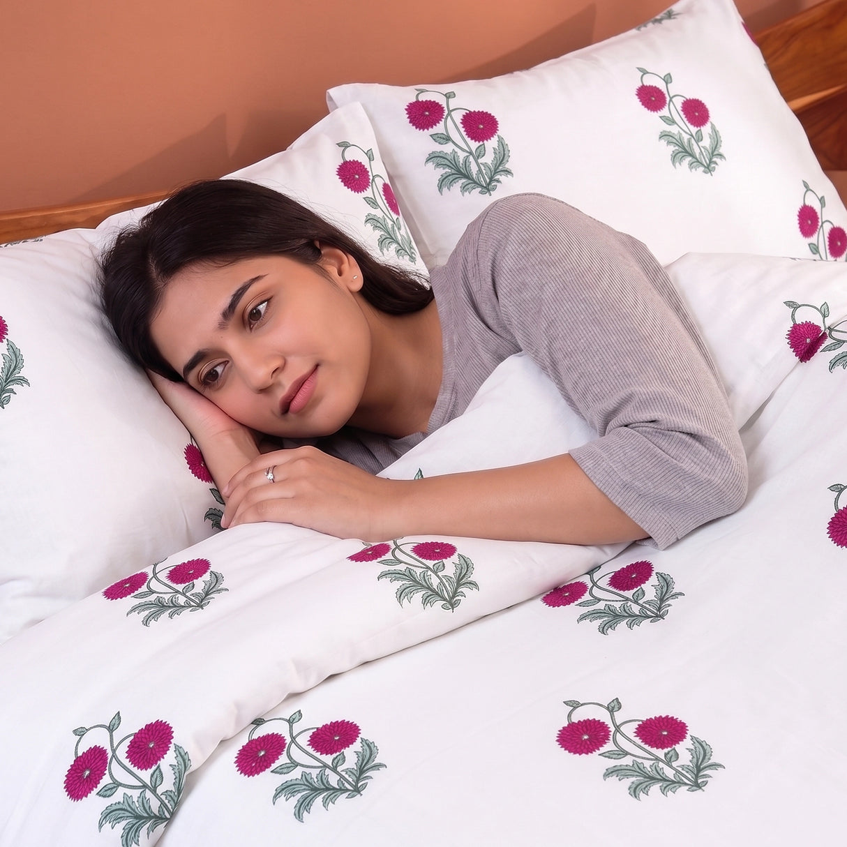 Imprimer Vignette - Rose Printed Duvet Cover (Red)
