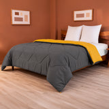 Fort - Box Stitch Duvet Comforter (Mango Yellow & Dark Grey)