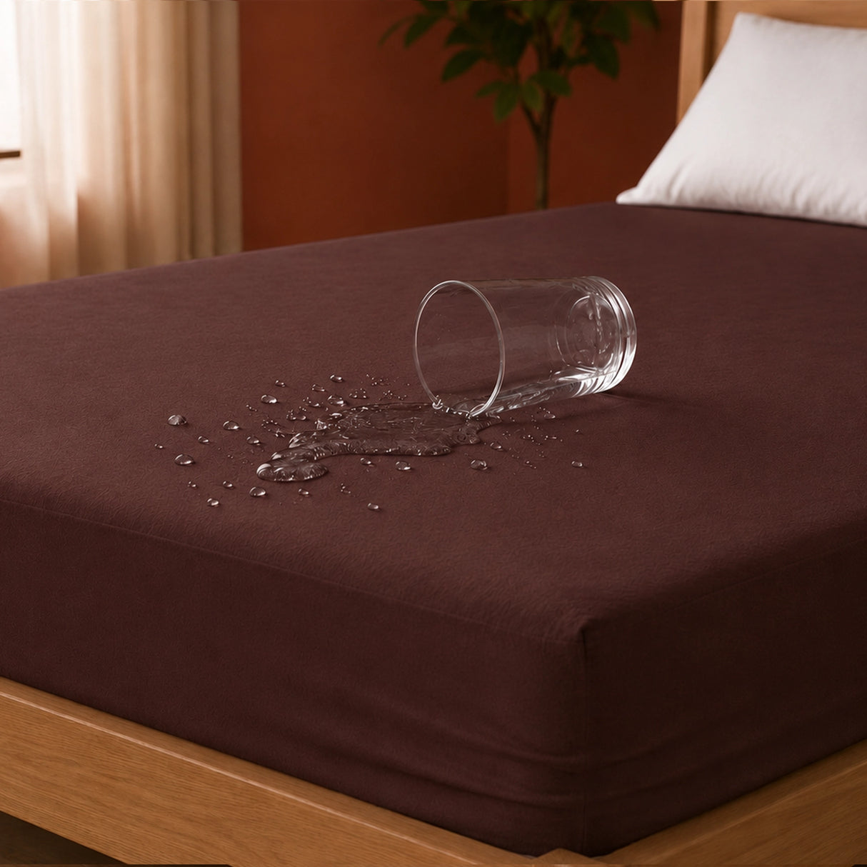 Fort - Terry Solid Mattress Protector (Brown)