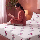 Imprimer Vignette - Floral Printed Fitted Bedsheet (Red)