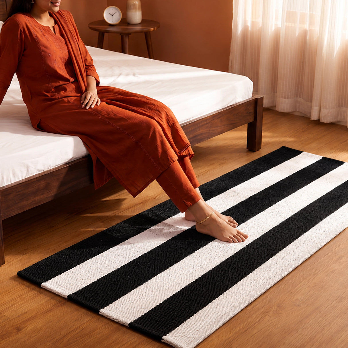Breton Shadowplay - Plaid Rug (Black & White Stripe)
