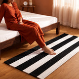 Breton Shadowplay - Plaid Rug (Black & White Stripe)