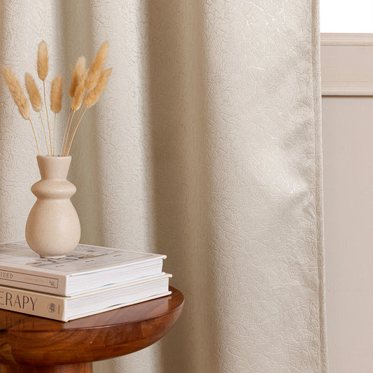 Fort Essential Abstract - Rod Pocket Black Backing Blackout Curtain (Off White)Fort Essential Abstract - Rod Pocket Black Backing Blackout Curtain (Off White)