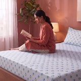 Soft Serenade - Floral Fitted Sheet (Blue)